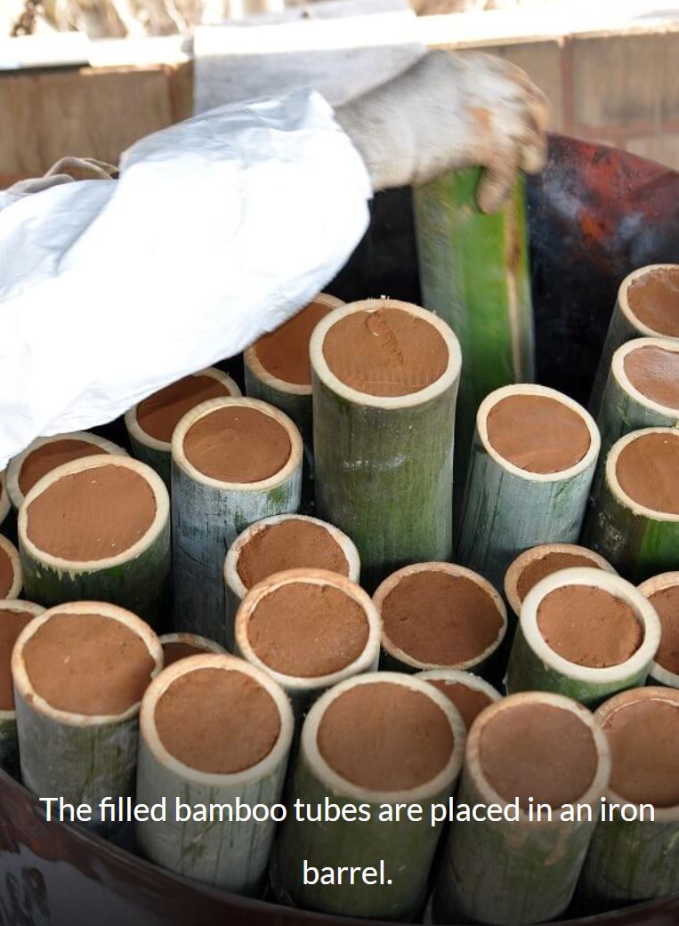 Bamboo Salt placed in iron tank